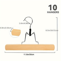 10pcs Wooden Pants And Skirt Rack Solid Wood Anti-slip Hanger
