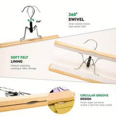 10pcs Wooden Pants And Skirt Rack Solid Wood Anti-slip Hanger