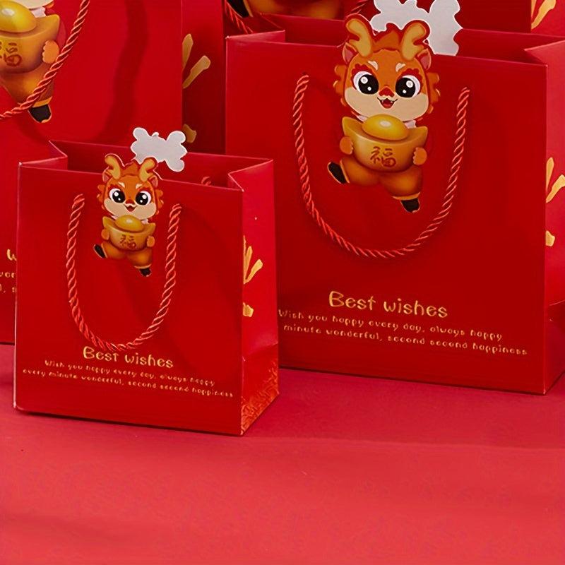 6pcs Red Gift Bag Handy Etiquette Bag Kindergarten Candy Packaging Bag