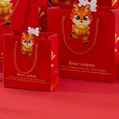 6pcs Red Gift Bag Handy Etiquette Bag Kindergarten Candy Packaging Bag