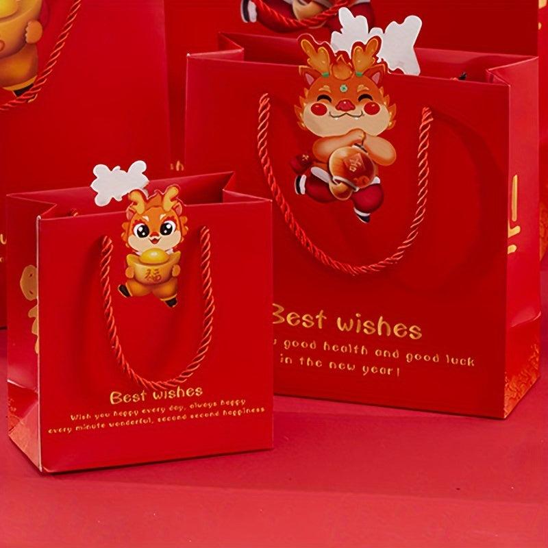 6pcs Red Gift Bag Handy Etiquette Bag Kindergarten Candy Packaging Bag
