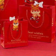 6pcs Red Gift Bag Handy Etiquette Bag Kindergarten Candy Packaging Bag