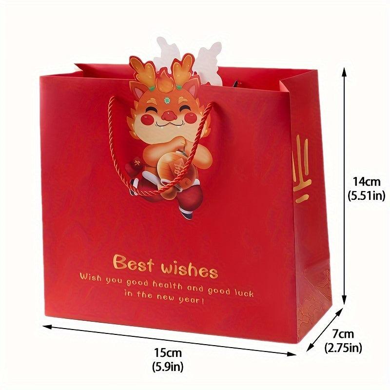 6pcs Red Gift Bag Handy Etiquette Bag Kindergarten Candy Packaging Bag