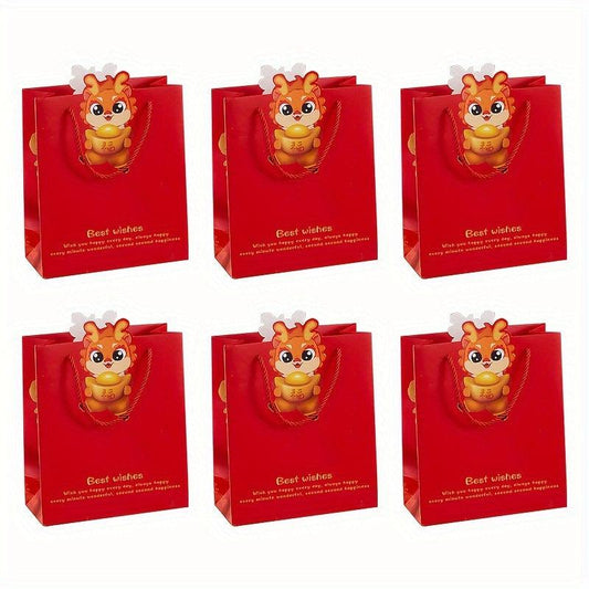 6pcs Red Gift Bag Handy Etiquette Bag Kindergarten Candy Packaging Bag