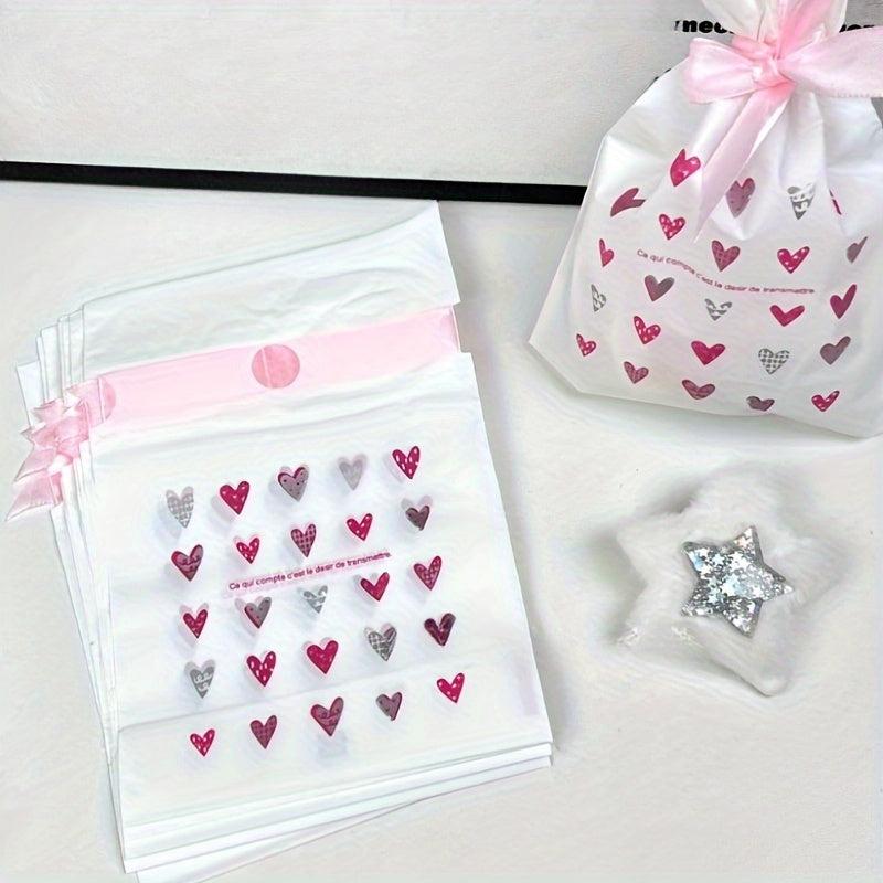 50pcs Heart Drawstring Gift Bag for Store Packing Candy Sub Bag