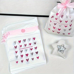 50pcs Heart Drawstring Gift Bag for Store Packing Candy Sub Bag