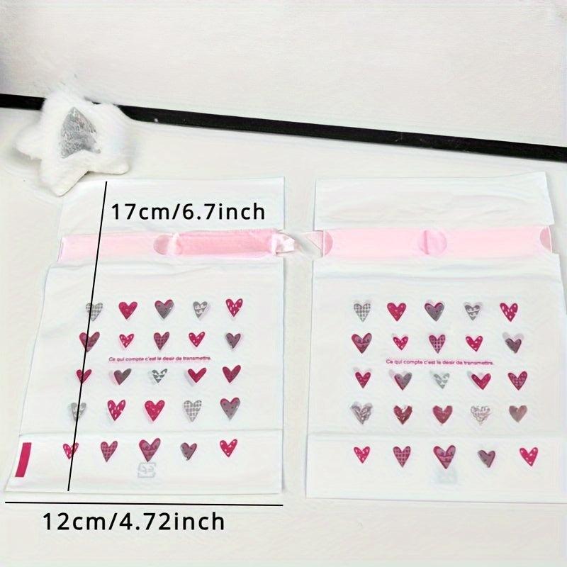 50pcs Heart Drawstring Gift Bag for Store Packing Candy Sub Bag