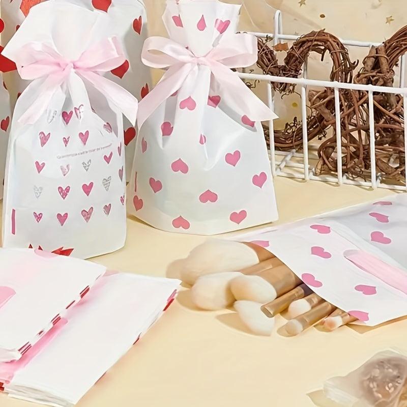 50pcs Heart Drawstring Gift Bag for Store Packing Candy Sub Bag