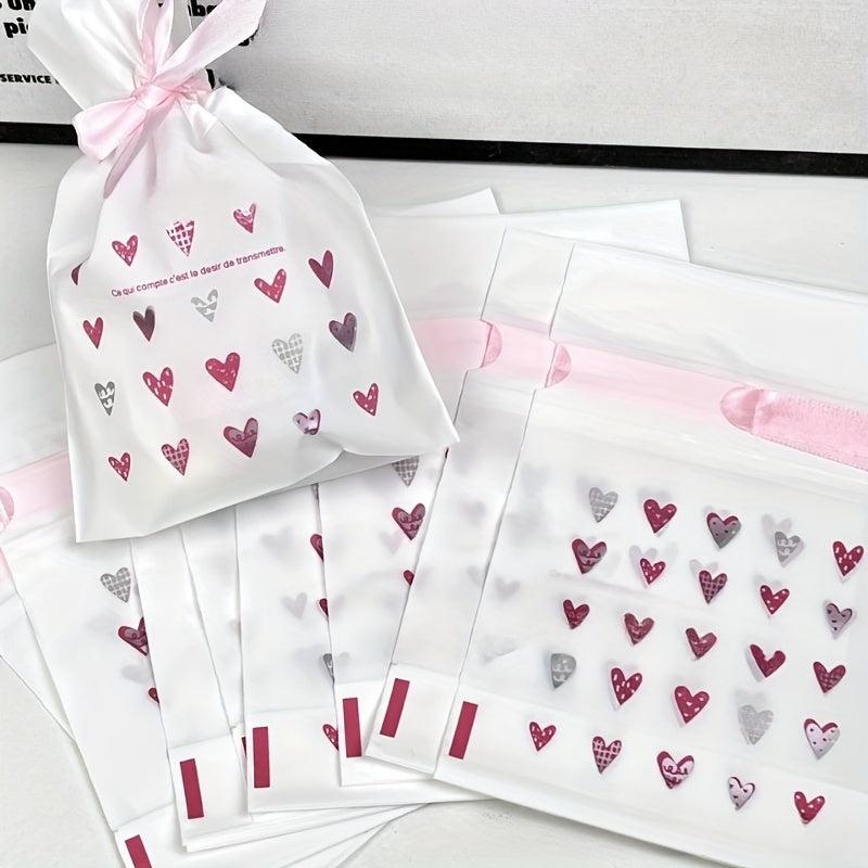 50pcs Heart Drawstring Gift Bag for Store Packing Candy Sub Bag