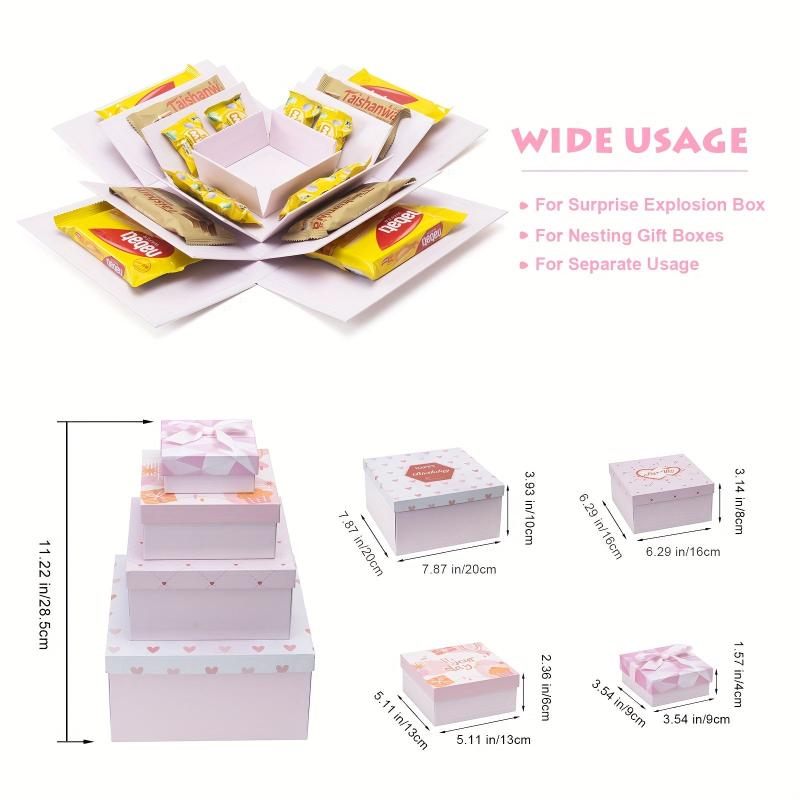 8-Packs Gift Boxes with Lids, Explosion and Nesting Gift Boxes Set for Birthday