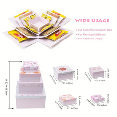 8-Packs Gift Boxes with Lids, Explosion and Nesting Gift Boxes Set for Birthday