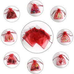 20pcs Wine Organza Gift Bags Drawstring Mesh Bags for Christmas