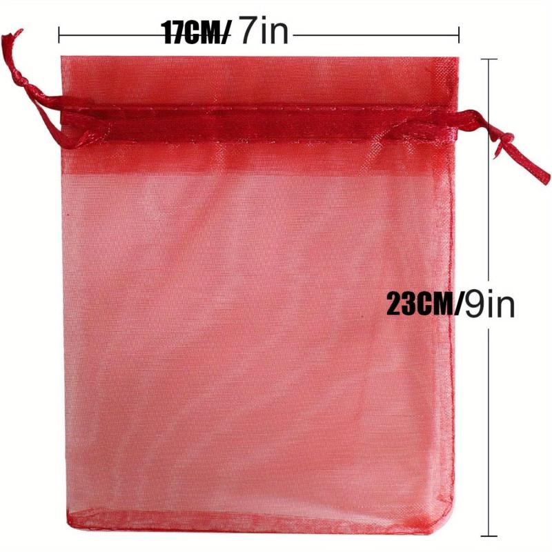 20pcs Wine Organza Gift Bags Drawstring Mesh Bags for Christmas