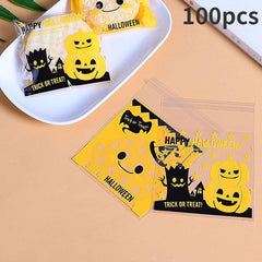 100pcs Halloween Pumpkin Gift Packaging Bags Candy Bags Biscuit Bags