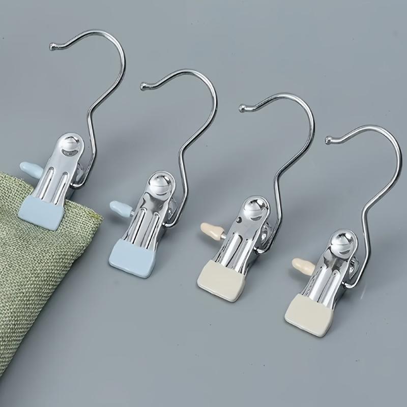 20pcs Stainless Steel Rack Clip Clothes Hanging Pin Hook for Travel