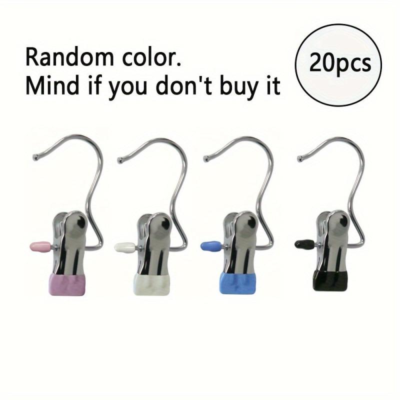 20pcs Stainless Steel Rack Clip Clothes Hanging Pin Hook for Travel