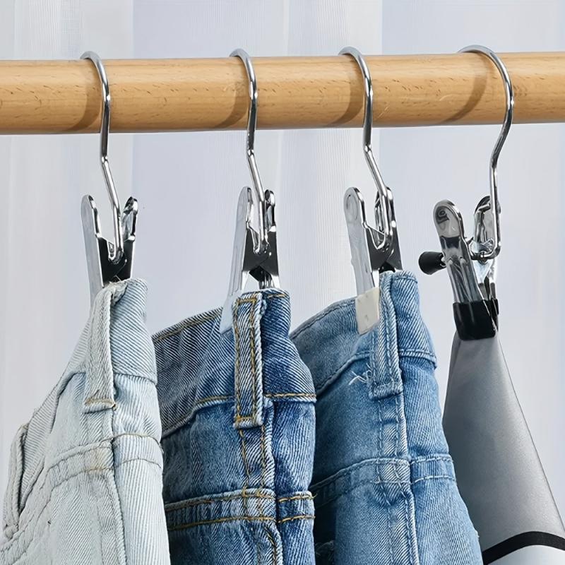 20pcs Stainless Steel Rack Clip Clothes Hanging Pin Hook for Travel
