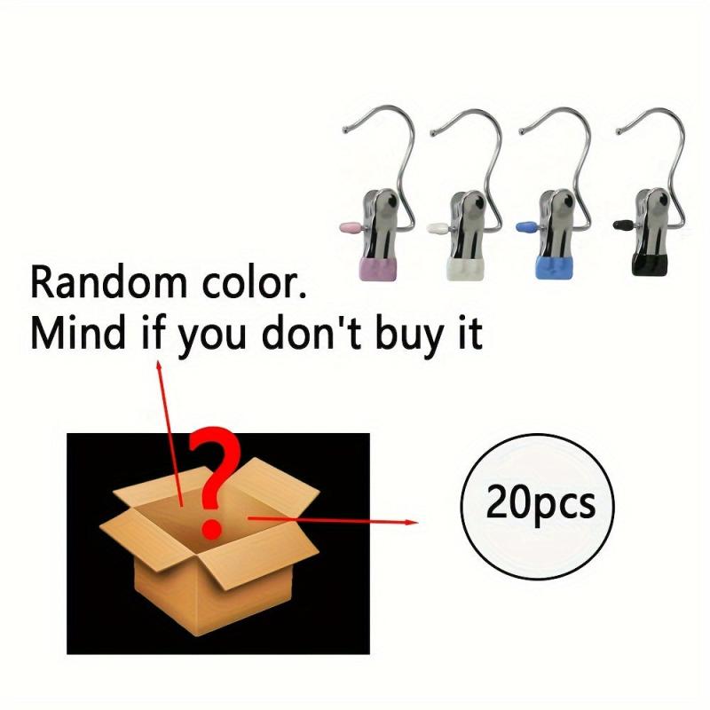 20pcs Stainless Steel Rack Clip Clothes Hanging Pin Hook for Travel
