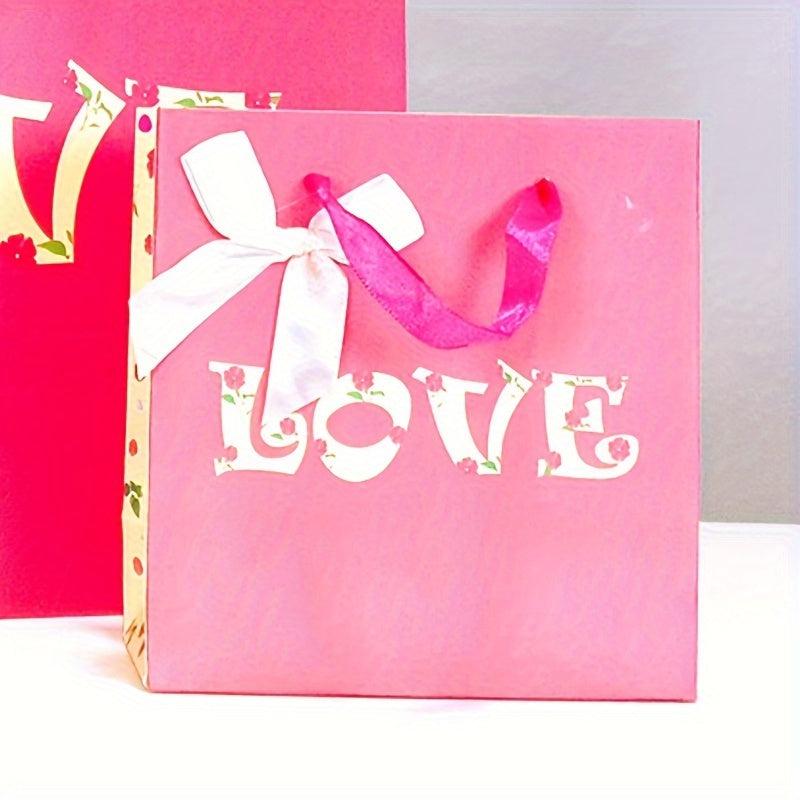 12pcs Gift Bag Paper Bag Candy Birthday Gift Bag Portable LOVE