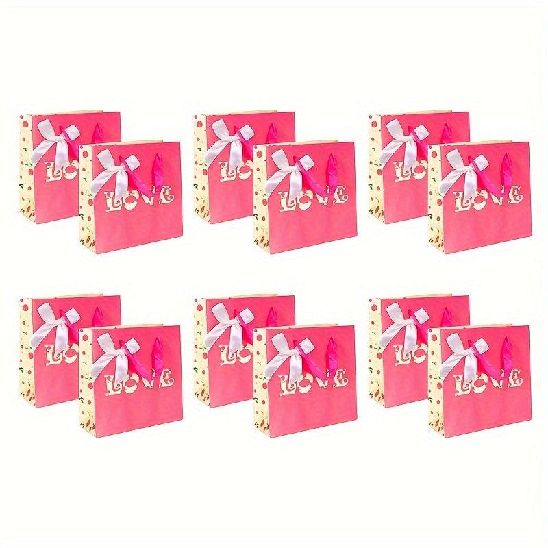 12pcs Gift Bag Paper Bag Candy Birthday Gift Bag Portable LOVE