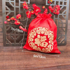 10pcs Chinese Style Lucky Gift Bags for Festive Jewelry Packaging