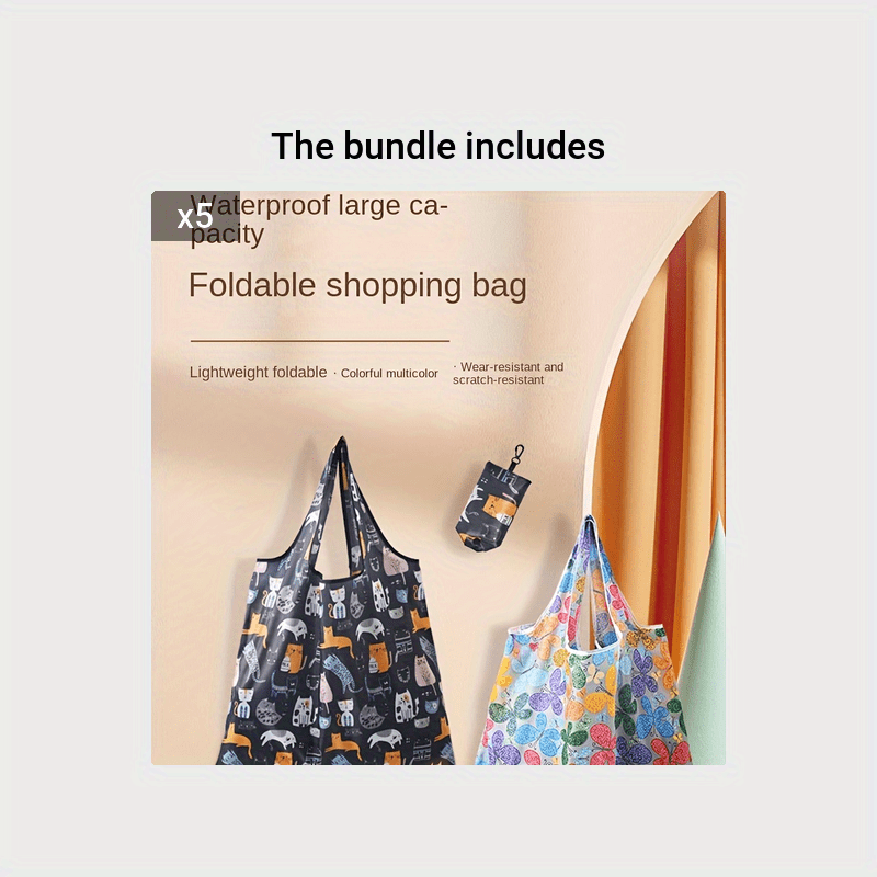 2pcs Foldable Waterproof Large Capacity Shopping Bag