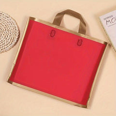 50pcs Christmas Gift Bags Red Golden Edge Shopping Holiday Tote Bags