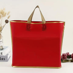 50pcs Christmas Gift Bags Red Golden Edge Shopping Holiday Tote Bags
