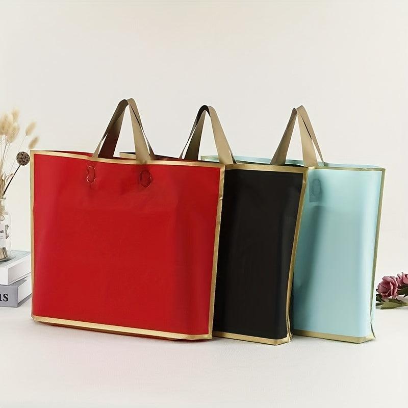 50pcs Christmas Gift Bags Red Golden Edge Shopping Holiday Tote Bags