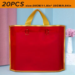 50pcs Christmas Gift Bags Red Golden Edge Shopping Holiday Tote Bags