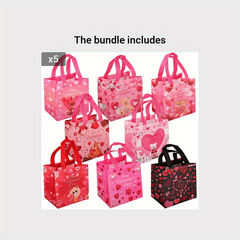 8pcs Valentines Reusable Tote Bags With Handles Non Woven Gift Bags