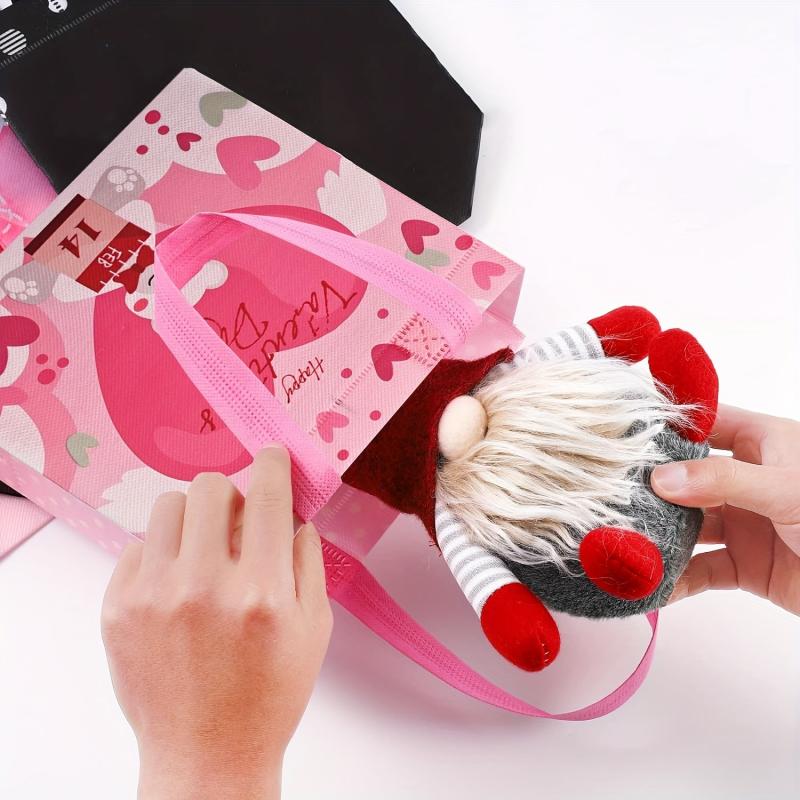 8pcs Valentines Reusable Tote Bags With Handles Non Woven Gift Bags