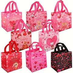 8pcs Valentines Reusable Tote Bags With Handles Non Woven Gift Bags