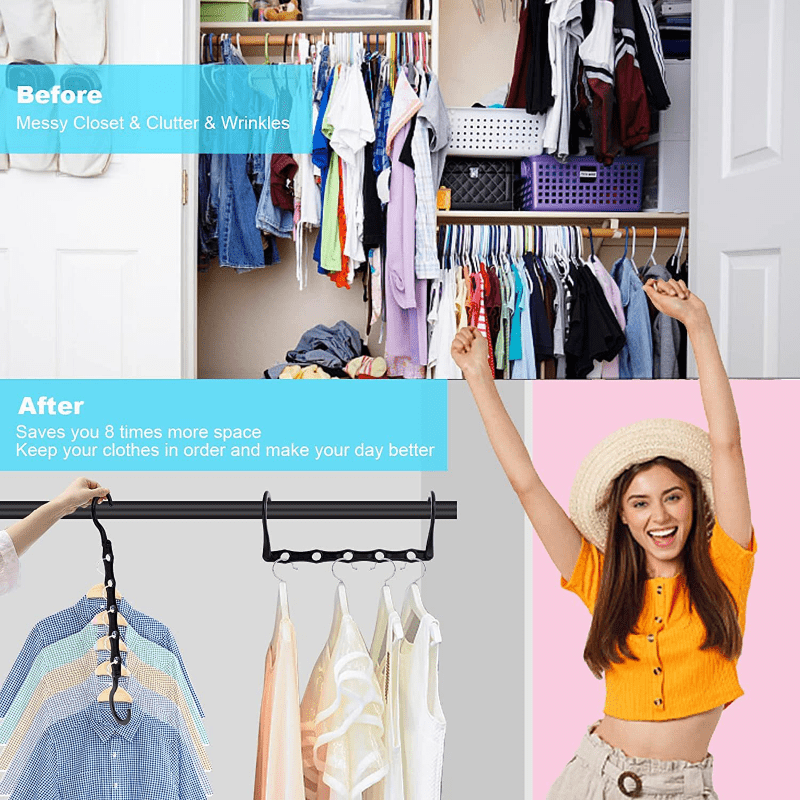Foldable Magic Clothes Hanger with Five Hole Connection Hook