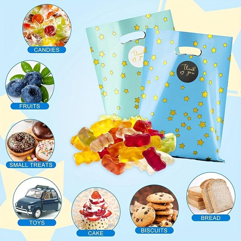 60pcs Party Bags w/ Thank You Stickers 6 Colors Starry Goodie Favor Bags