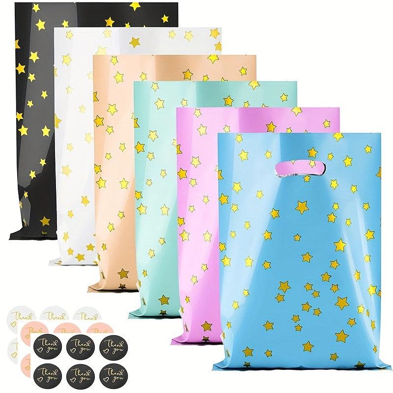 60pcs Party Bags w/ Thank You Stickers 6 Colors Starry Goodie Favor Bags