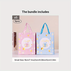 6pcs Small Gift Bags 18x23x10cm - Birthday Party Holiday Craft DIY Supplies
