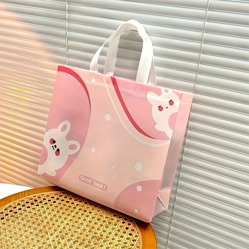 10pcs Cartoon Rabbit Covered Non woven Handbag Clothing Store Shopping Bag