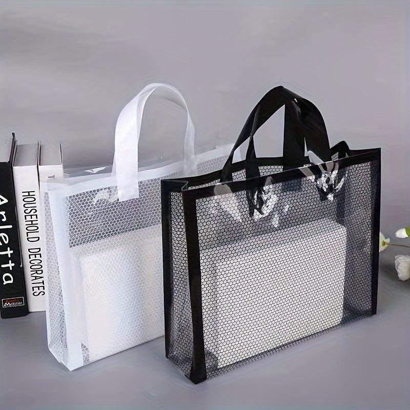 50pcs Transparent Grid Shopping Bag High-end Tote Bag Clothing Store Gift Shop