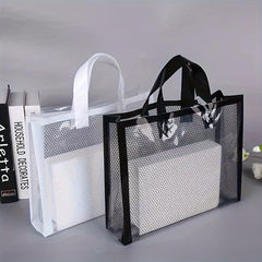50pcs Transparent Grid Shopping Bag High-end Tote Bag Clothing Store Gift Shop