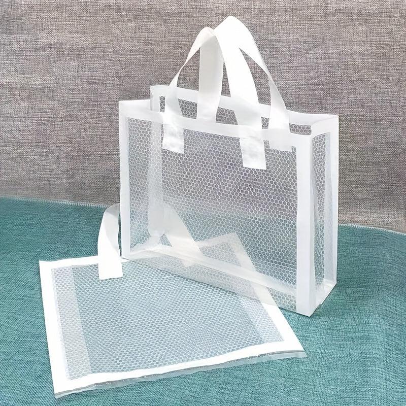50pcs Transparent Grid Shopping Bag High-end Tote Bag Clothing Store Gift Shop