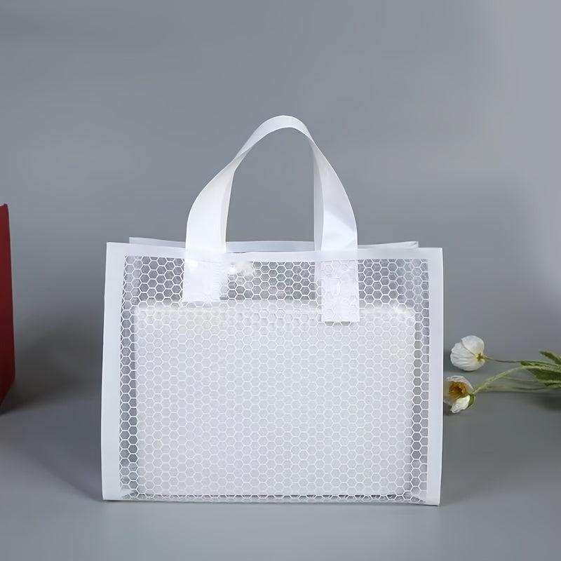 50pcs Transparent Grid Shopping Bag High-end Tote Bag Clothing Store Gift Shop