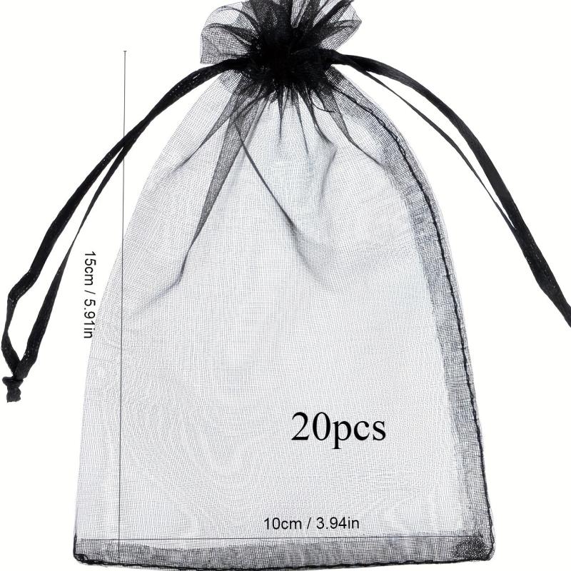 20pcs Transparent Drawstring Gift Bags for Jewelry, Candy, Christmas Party