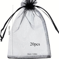 20pcs Transparent Drawstring Gift Bags for Jewelry, Candy, Christmas Party