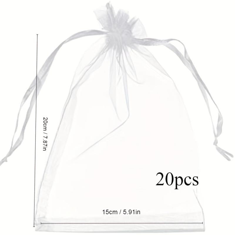 20pcs Transparent Drawstring Gift Bags for Jewelry, Candy, Christmas Party