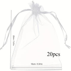 20pcs Transparent Drawstring Gift Bags for Jewelry, Candy, Christmas Party