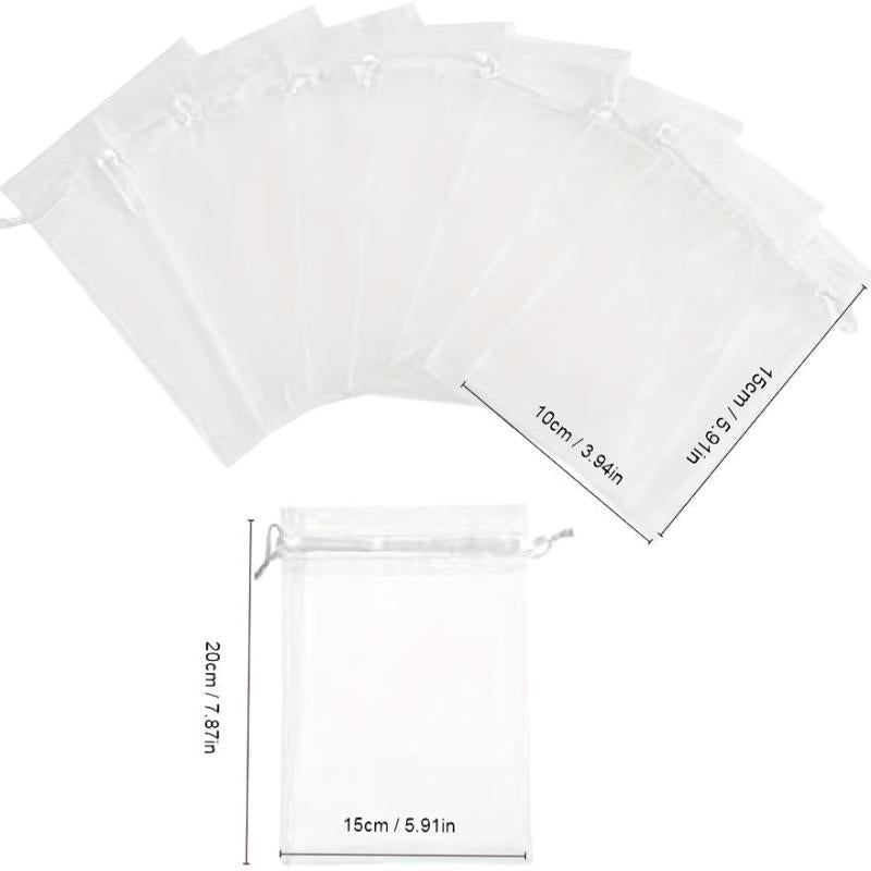 20pcs Transparent Drawstring Gift Bags for Jewelry, Candy, Christmas Party