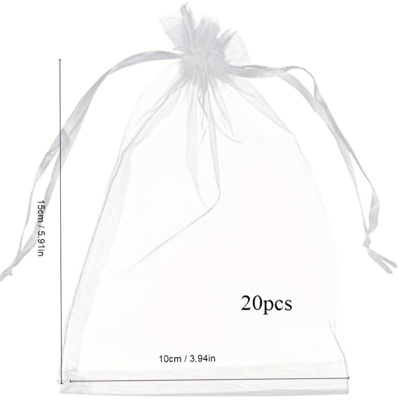 20pcs Transparent Drawstring Gift Bags for Jewelry, Candy, Christmas Party