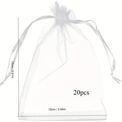 20pcs Transparent Drawstring Gift Bags for Jewelry, Candy, Christmas Party