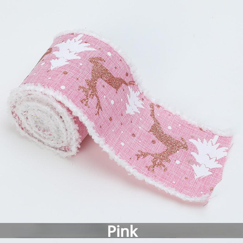 Christmas Velvet Elk Ribbon Decoration 2.68in